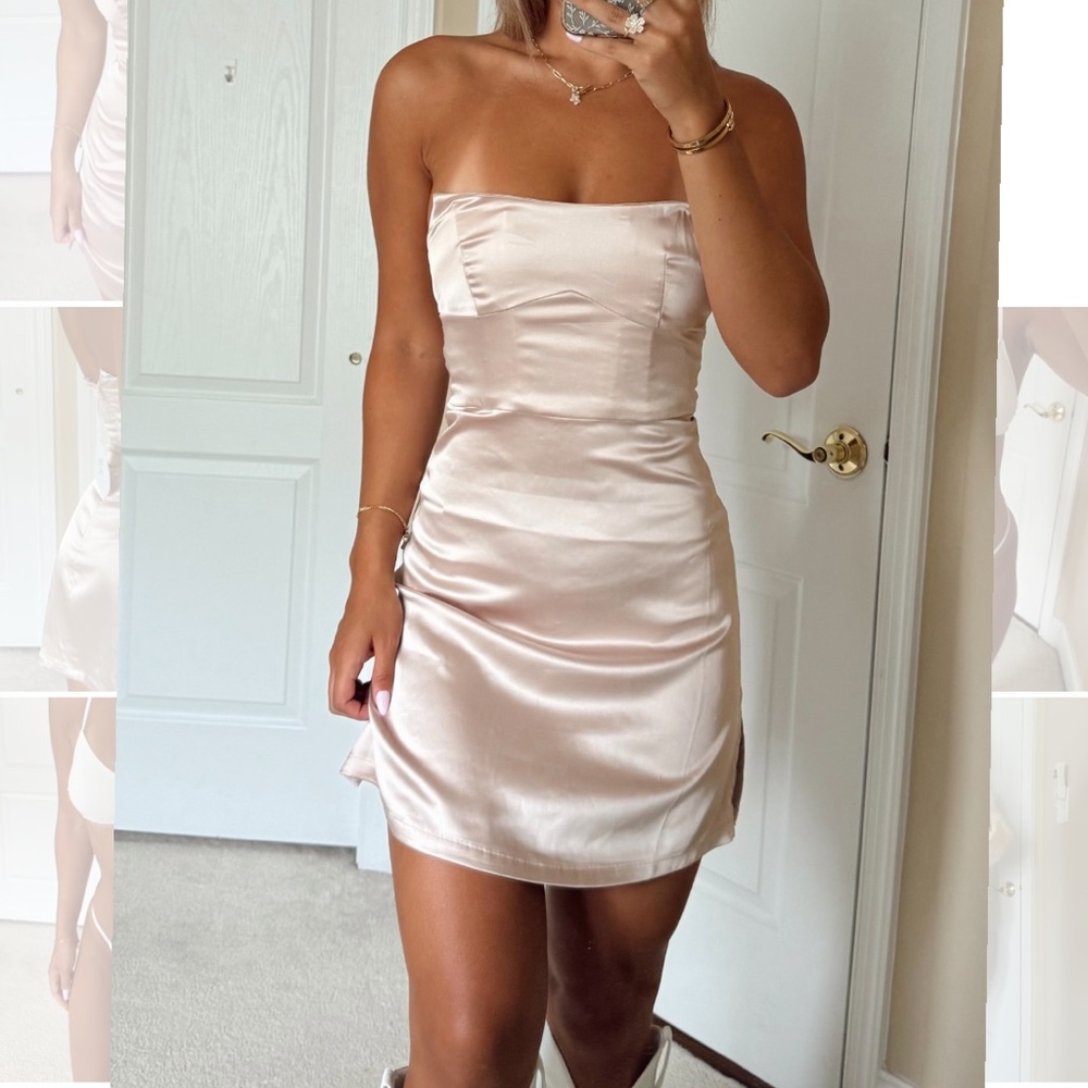 Princess Polly Bell Strapless Mini Dress Champagne